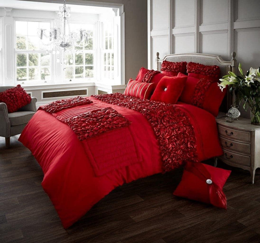 Red Weavian Bridal Set with filling - The Linen House