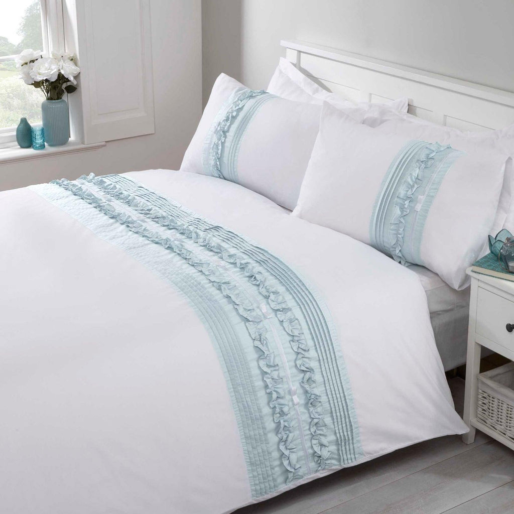 Embellished Ruffled with Ribbon Duvet Set - The Linen House