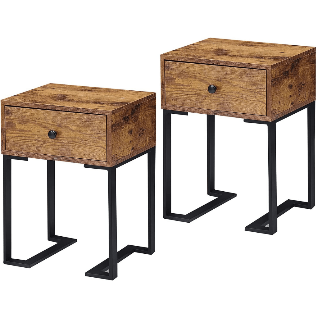 Modern Set of 2 Side Tables with Drawer - The Linen House