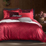 Cotton Satin Red Bridal sheet Set with filling - The Linen House