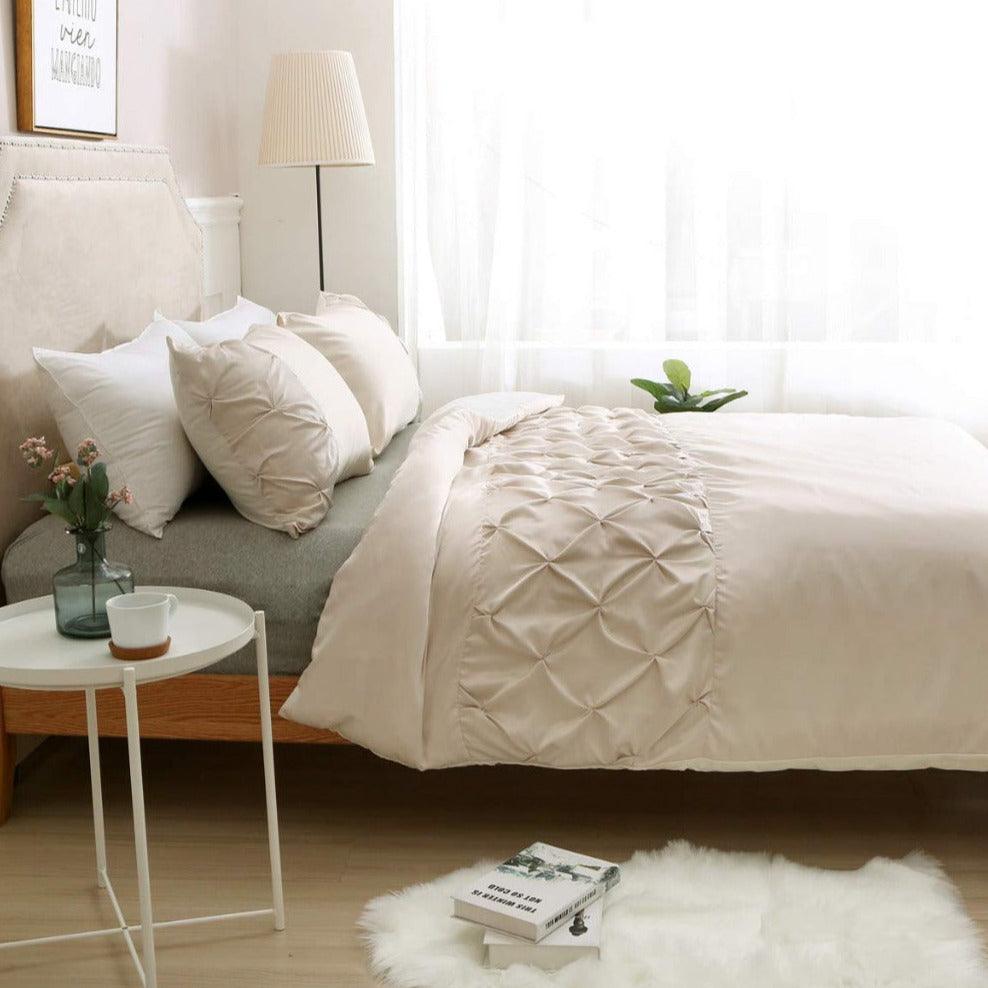 Pintuck Border Duvet Set - The Linen House