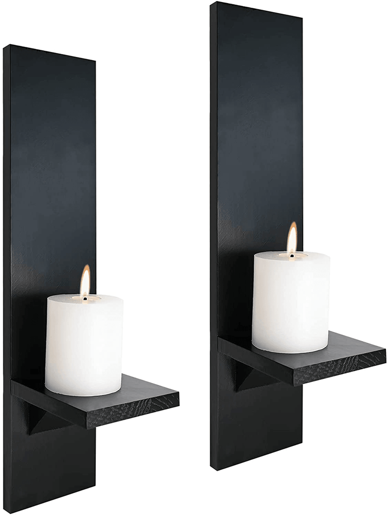 Wall Candle Sconces Set of 2, Decorative Wooden Candle Holder, Farmhouse Candle Sconce, Living Room Wall Decoration, - The Linen House