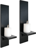 Wall Candle Sconces Set of 2, Decorative Wooden Candle Holder, Farmhouse Candle Sconce, Living Room Wall Decoration, - The Linen House