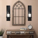 Wall Candle Sconces Set of 2, Decorative Wooden Candle Holder, Farmhouse Candle Sconce, Living Room Wall Decoration, - The Linen House