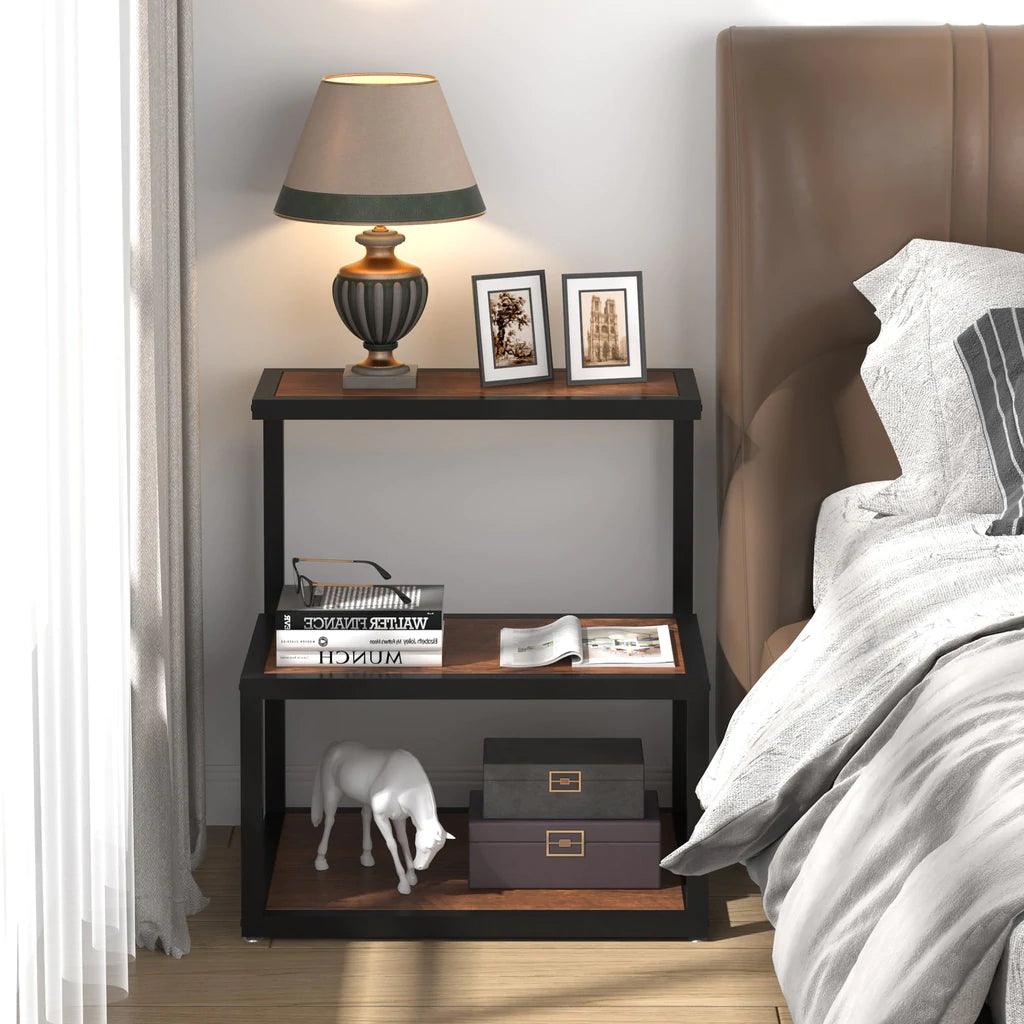 Tribesigns Side Table Industrial End 3-Tier Table with Storage Multifunctional - The Linen House