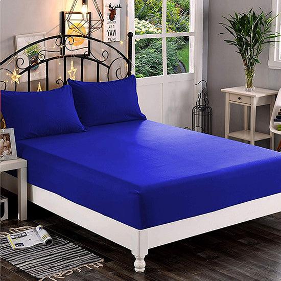 Fitted sheet (Royal-Blue) - The Linen House