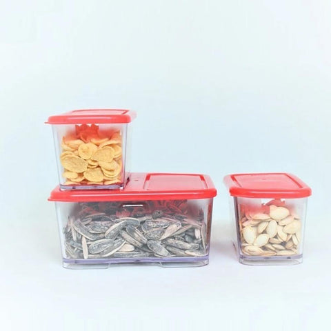 3 Pieces Acrylic Stack-able And Space Savvy Food Container Set - The Linen House