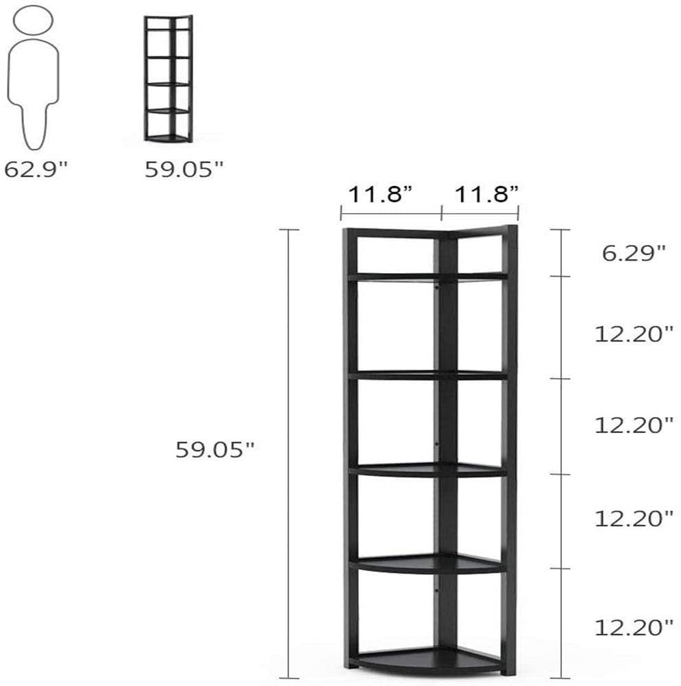 Brown Wood and Metal Frame Corner Shelf – Stylish and Space-Saving Storage Solution