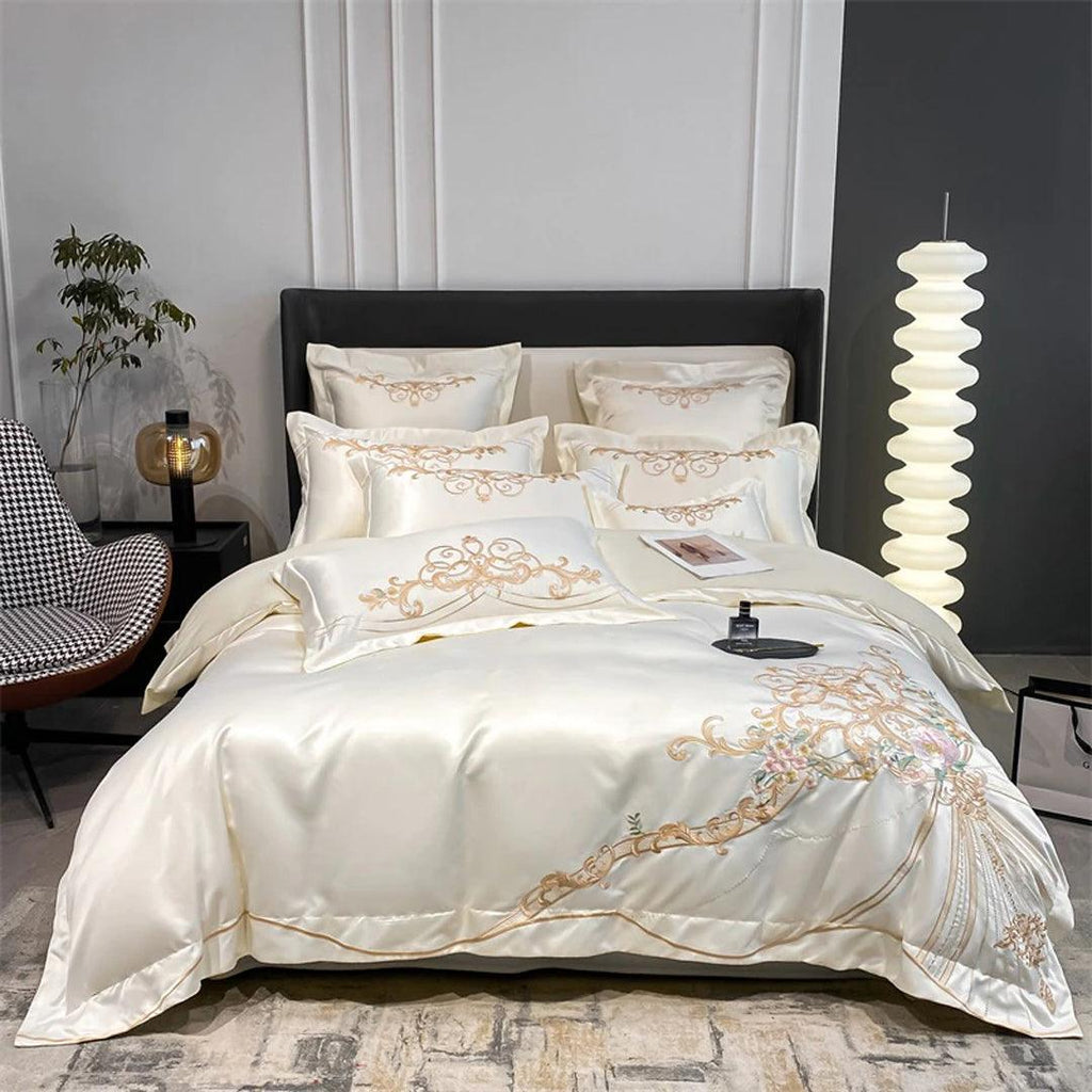 New Royal Gold Embroidery Duvet Set - The Linen House