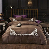 Ruffle Embroidery Velvet Brown - The Linen House