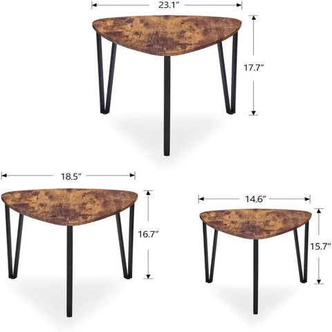 Brown Nesting-Tables Living Room Coffee Table Sets of 3 - The Linen House
