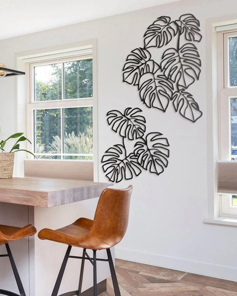 The large Monstera leaves Metal Wall Decor - The Linen House