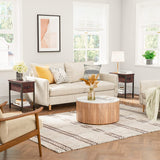 Side Table, 2-Tier Nightstand with Drawer, Narrow End Table for Small Spaces - The Linen House