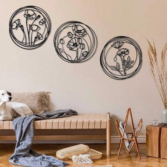 Poppy Flower Metal Wall Decor (pack of 3) - The Linen House
