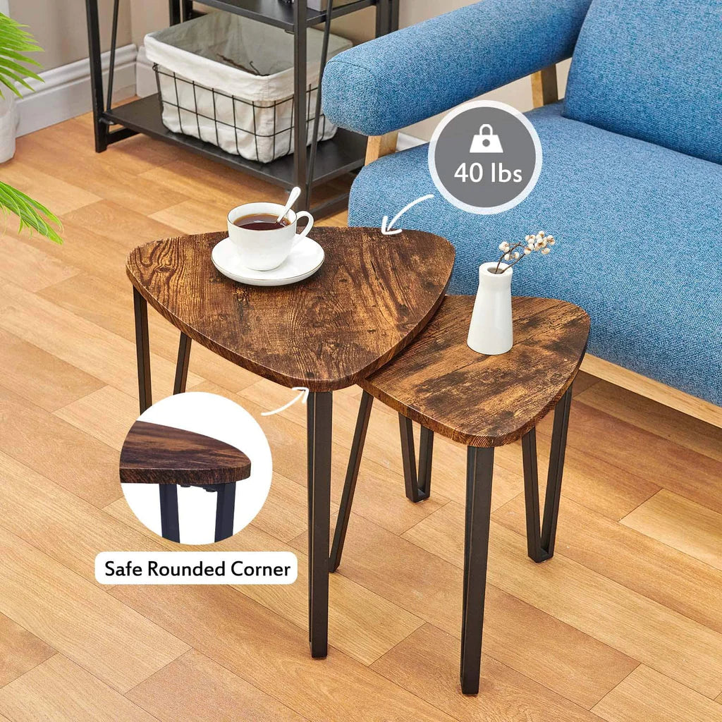 Brown Nesting-Tables Living Room Coffee Table Sets of 3 - The Linen House