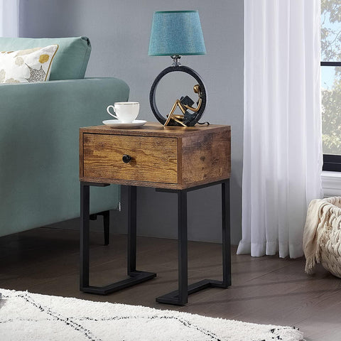 Modern Set of 2 Side Tables with Drawer - The Linen House