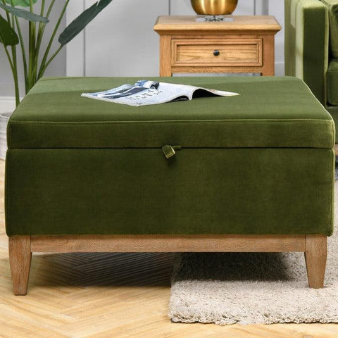 24" Square Velvet Storage Cocktail Ottoman - The Linen House