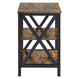 Topeakmart 3 Tiers Sofa Side End Table X Frame - The Linen House