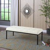 Off white Tufted Upholstered Bench - The Linen House