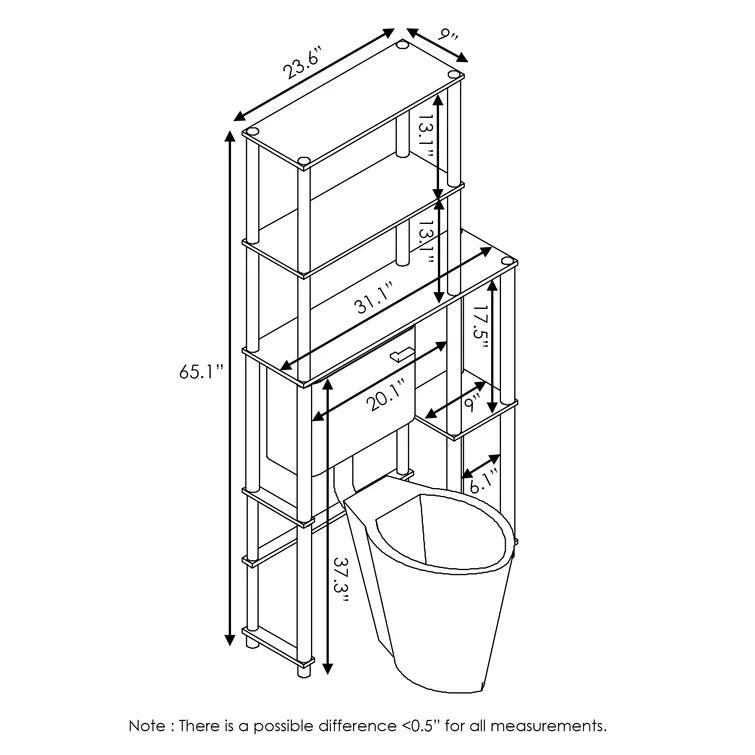 Black Toilet Space Saver with 5-Shelves - The Linen House