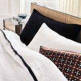 European White with Black Ribbon Duvet Set - The Linen House