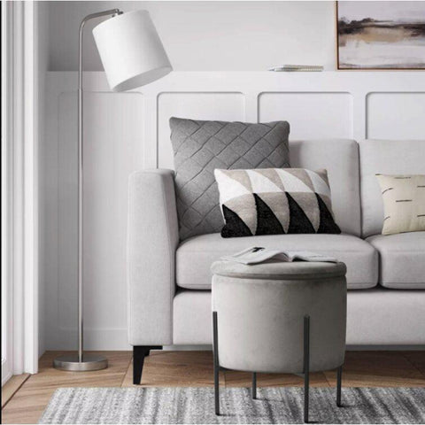 Velvet Round Storage Ottoman - The Linen House