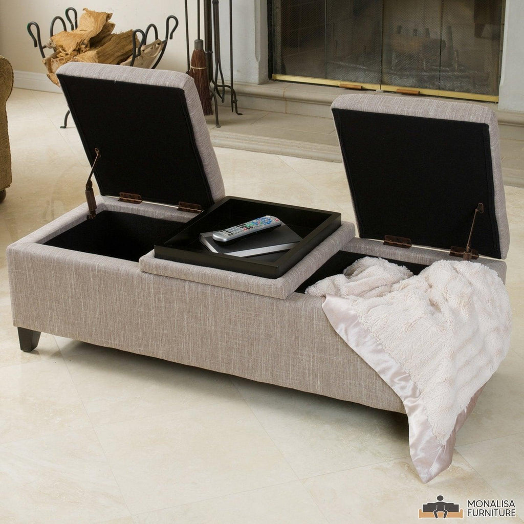 Upholstered Storage Bench with Tray - The Linen House