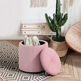 Copper Grove Fabric Upholstery Cylindrical Storage Ottoman - The Linen House