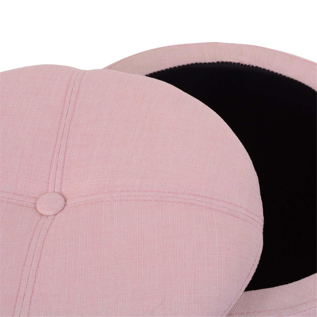 Copper Grove Fabric Upholstery Cylindrical Storage Ottoman - The Linen House