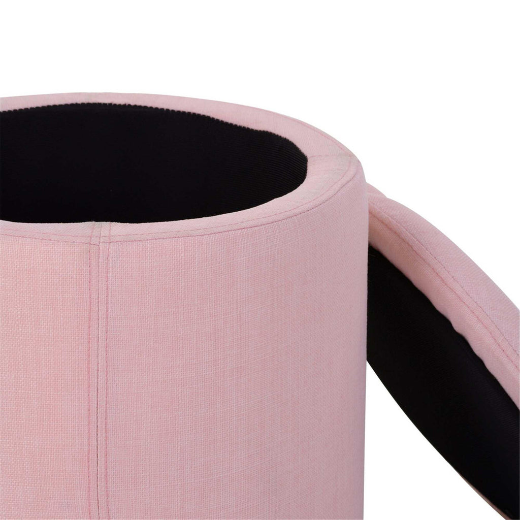 Copper Grove Fabric Upholstery Cylindrical Storage Ottoman - The Linen House