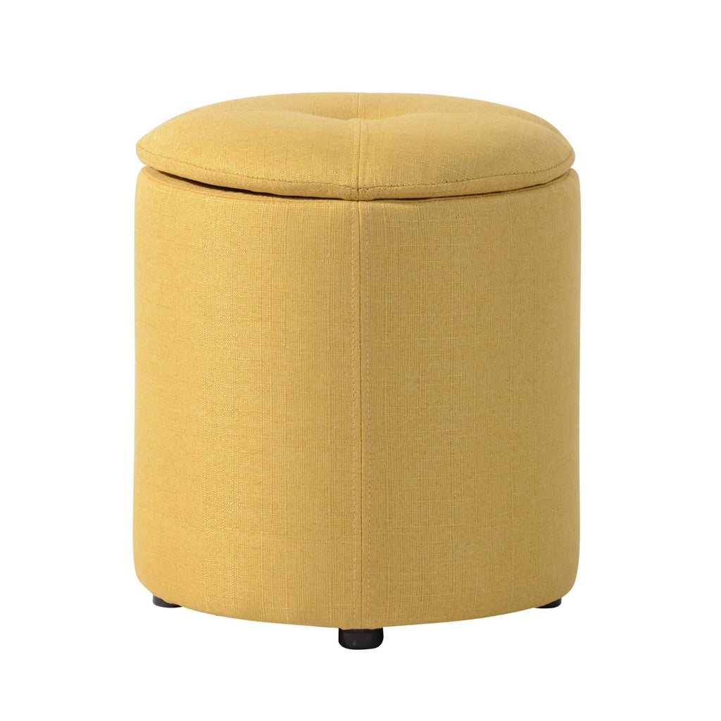 Copper Grove Fabric Upholstery Cylindrical Storage Ottoman - The Linen House