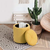 Copper Grove Fabric Upholstery Cylindrical Storage Ottoman - The Linen House