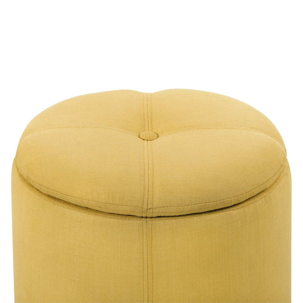 Copper Grove Fabric Upholstery Cylindrical Storage Ottoman - The Linen House