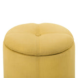 Copper Grove Fabric Upholstery Cylindrical Storage Ottoman - The Linen House