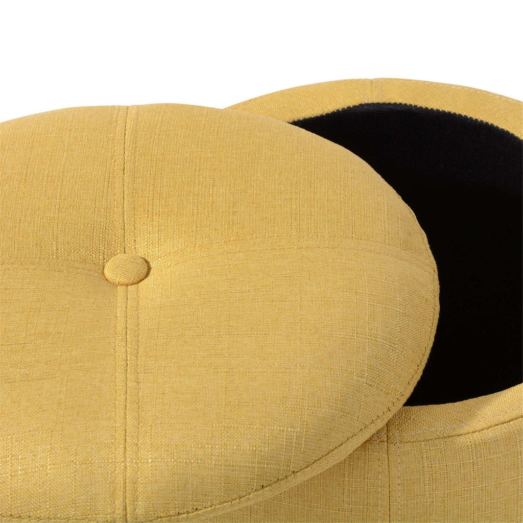 Copper Grove Fabric Upholstery Cylindrical Storage Ottoman - The Linen House