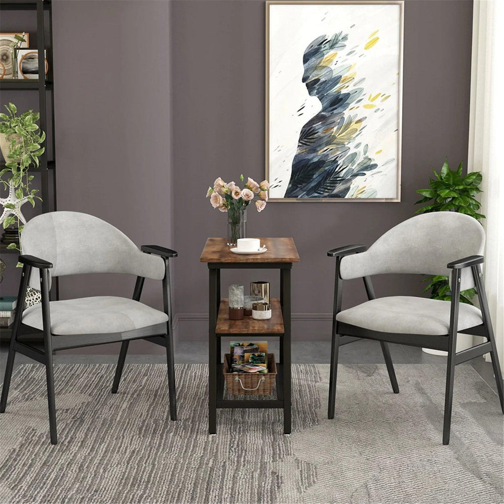 End Table, Side Table with 3-Tier Storage Shelf - The Linen House