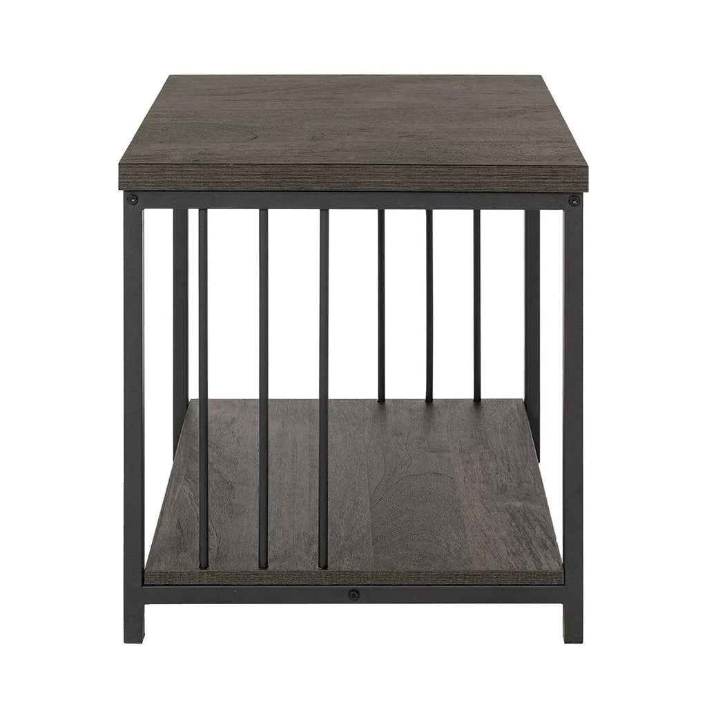 Furniture R Brown Metal Wood End Table - The Linen House