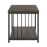 Furniture R Brown Metal Wood End Table - The Linen House
