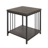 Furniture R Brown Metal Wood End Table - The Linen House