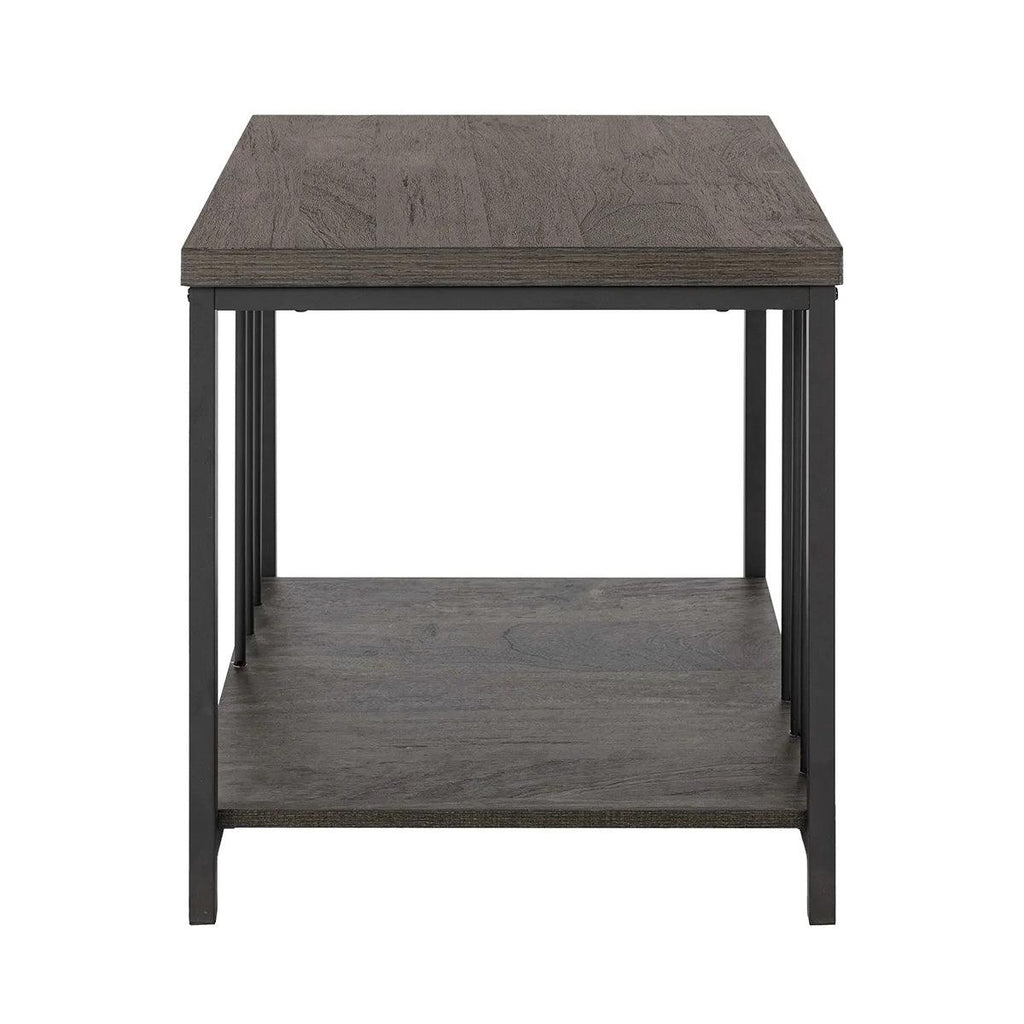 Furniture R Brown Metal Wood End Table - The Linen House