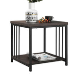 Furniture R Brown Metal Wood End Table - The Linen House