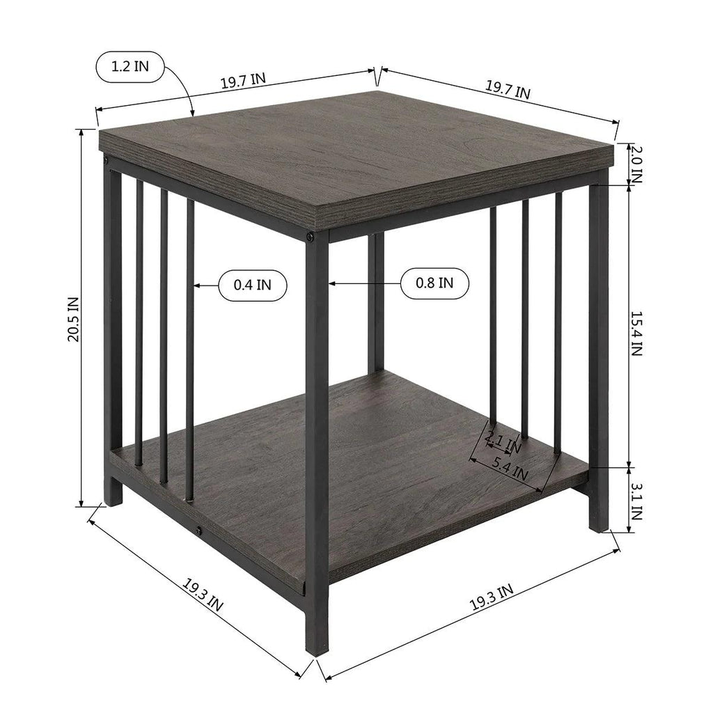 Furniture R Brown Metal Wood End Table - The Linen House