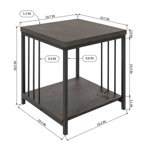 Furniture R Brown Metal Wood End Table - The Linen House