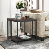 Furniture R Brown Metal Wood End Table - The Linen House