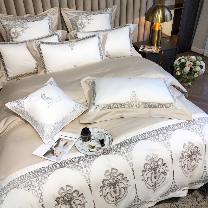 New Royal White Embroidery Duvet Set – Elegant & Luxurious Bedding