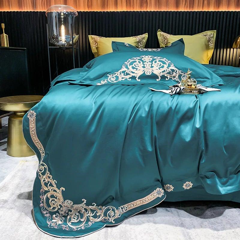 New Gleaming Embroidery with Tale Sateen Duvet Set - The Linen House