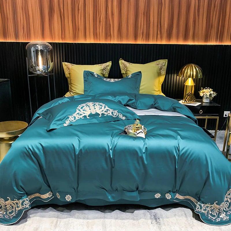 New Gleaming Embroidery with Tale Sateen Duvet Set - The Linen House