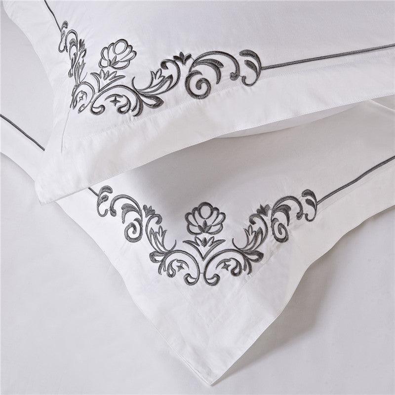 Luxury white Embroidery Duvet Set - The Linen House