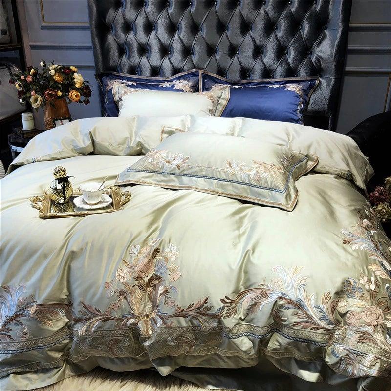 New Royal Pistachio Exquisite Embroidery Duvet Set - The Linen House