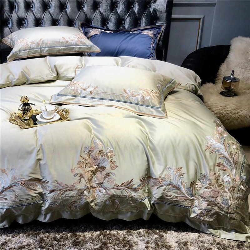 New Royal Pistachio Exquisite Embroidery Duvet Set - The Linen House